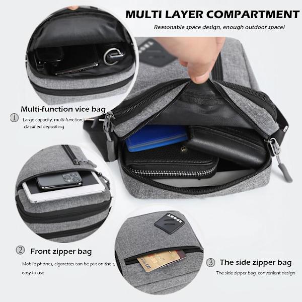 Sling Bag Crossbody Resväska Herr | Axelväska Herr Vattentät - Herr Messenger - high quality gray2