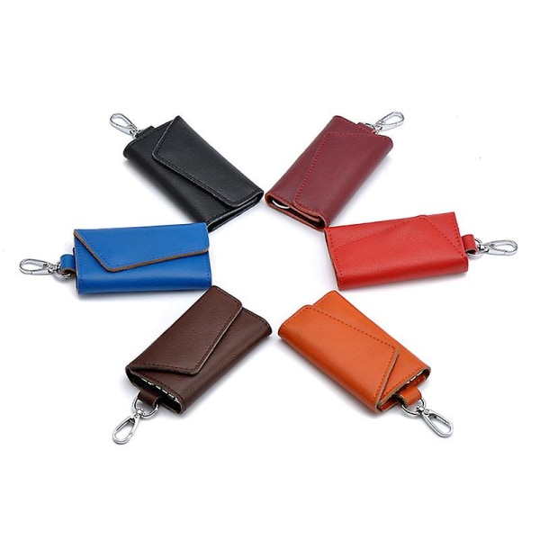 Bilnyckelhållare i läder Plånbok Nyckelring med 6 krokar tryckknappar - high quality