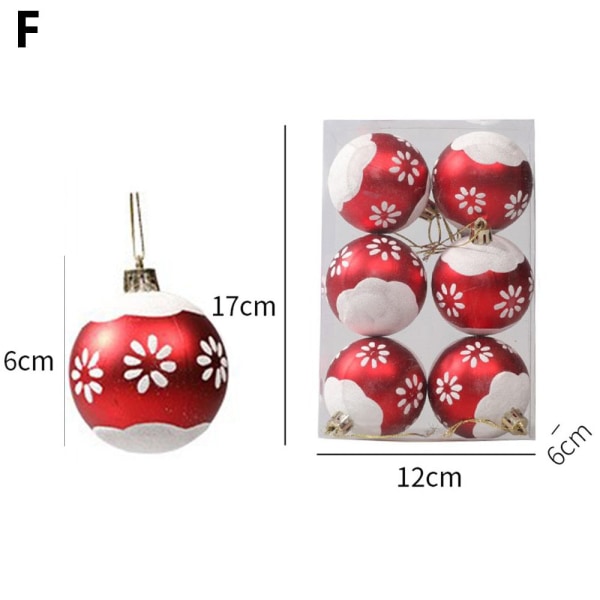 6cm 6kpl Ball Bauble Drop Pendant F - varastossa