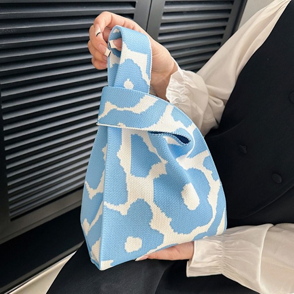 Stickad Handväska BLÅ - spot försäljning blue