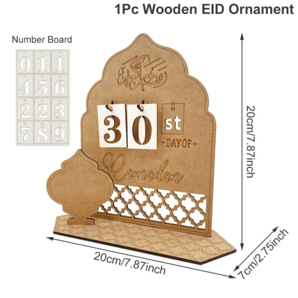 Ramadan Countdown Kalender Trä Eid Mubarak Ornament - stock