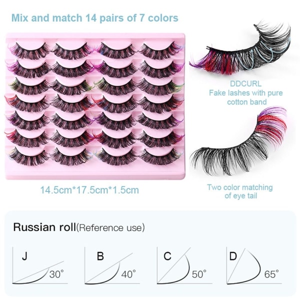 Colored Lashes Mink Lashes Luonnolliset tekoripset - spot-ale Color-Mix14