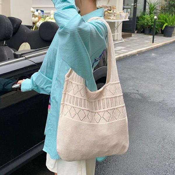 Damaxelväskor Virkad väska KHAKI - stock khaki