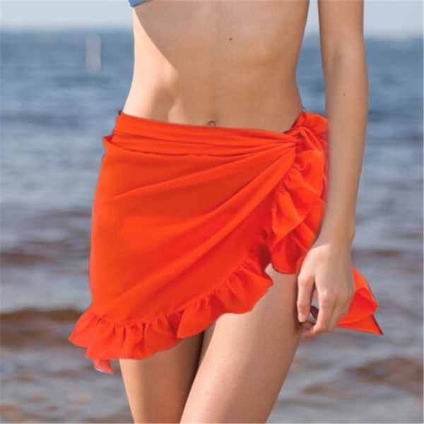 Dam Sarong Klänning Badkläder Bikini Beach Wear Cover Wrap Kjol - high quality orange