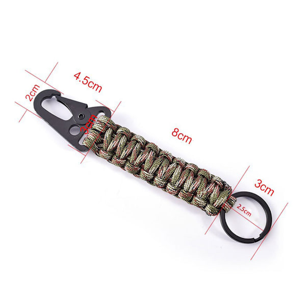 Paracord Keychain Carabiner Clamp Necklace Keychain Hooks - varastossa Camouflage