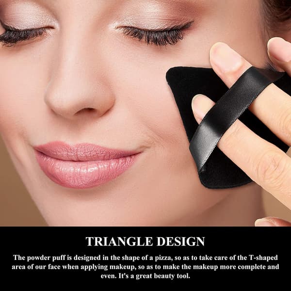 12 Pieces Powder Puff Face Triangle Makeup Puff Tool, musta - spot-ale