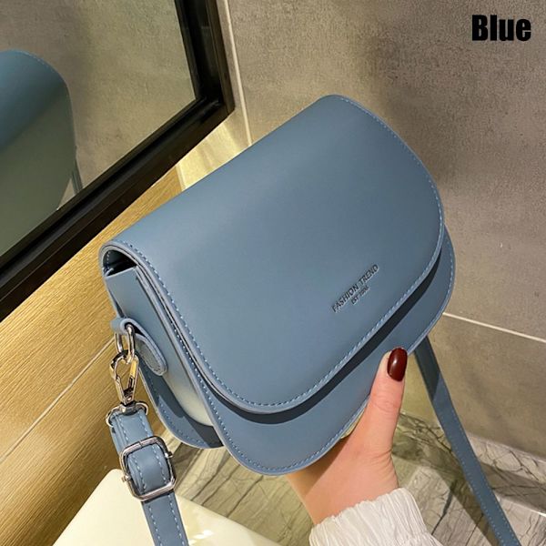 Trendig sadelaxelväska kvinnor PU-läder Crossbody-väska - on stock blue