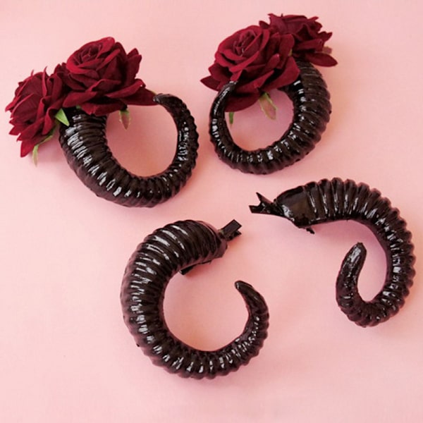 Devil Horn Hair Barrettes Cosplay Sheep Horns Hairpin Halloween - spot försäljning D