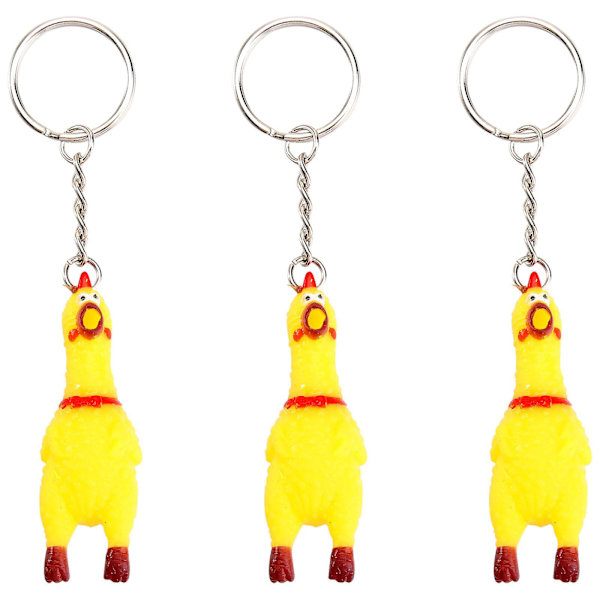 3-pakkaus Squeeze Screaming Chicken Avaimenperä Hauska keltainen vinkuva kanariipus avaimille Laukut Puhelimet - spot-myynti Yellow none