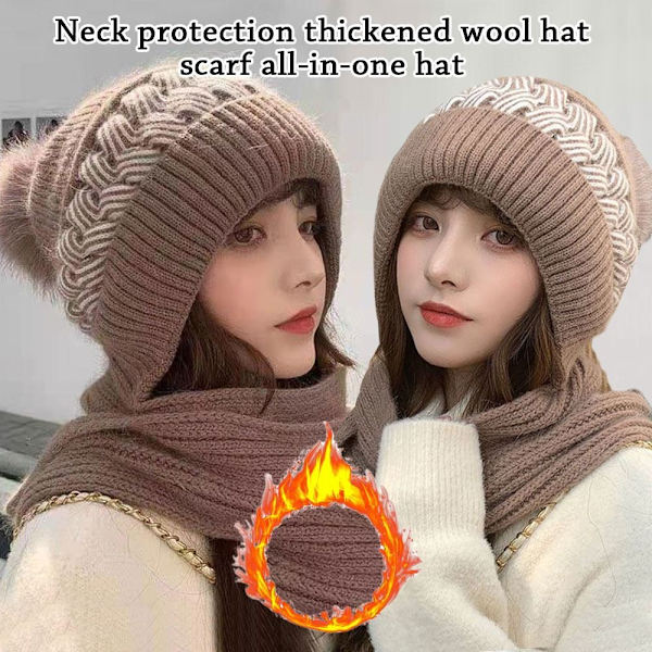 Beanie Scarf Neck Scarf Cap KHAKI - spot-myynti Khaki