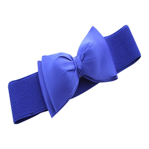 Brett elastiskt bälte Bowknot chiffong midjeband ROYAL BLUE - stock royal blue