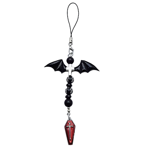 Goth Y2K telefon berlock hänge Kawaii-nyckelring för väska Söt tillbehör Kvinnor Gitarrband Lanyard pärlstav Nyckelring hänge - on stock null - Style 7