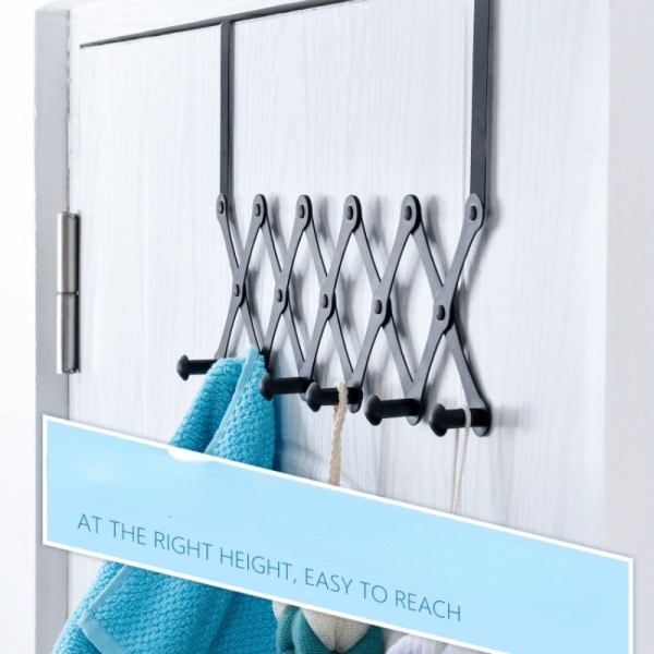 Infällbar dörr i rostfritt stål Bakre krok för badrumsförvaring - high quality steel 5 hooks