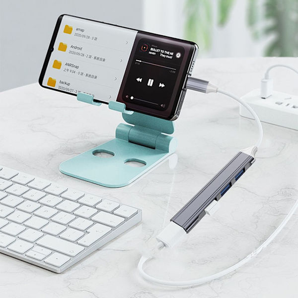 USB C HUB 3.0 Type-C Dock Station 4 -portti - varastossa Type-C Silver