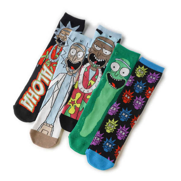 1 pari Rick and Morty Mr. Meeseekin kuvioidut miesten sukat - laadukkaat D