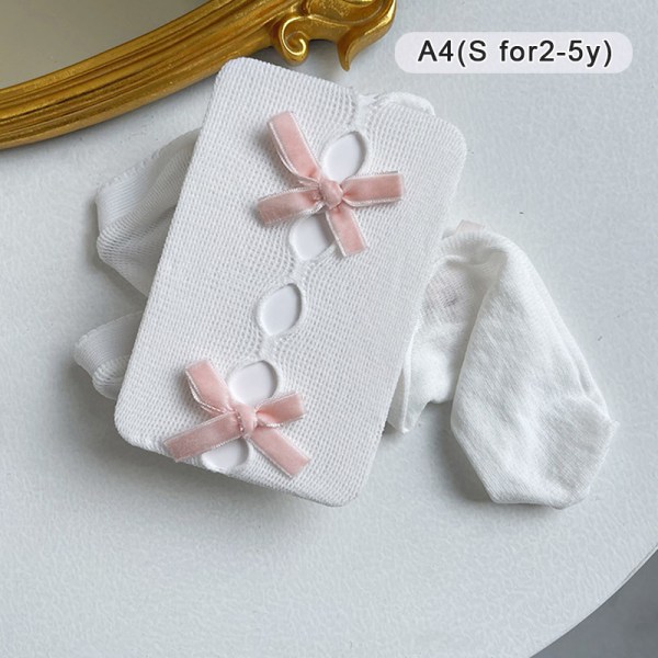 Tyttöhousut ja Bow Hollow Lace Girl -sukkahousut - spot-myynti White with pink S