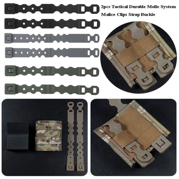 2kpl Tactical Molle System Malice Clips BLACK 15CM - varastossa Black 15cm