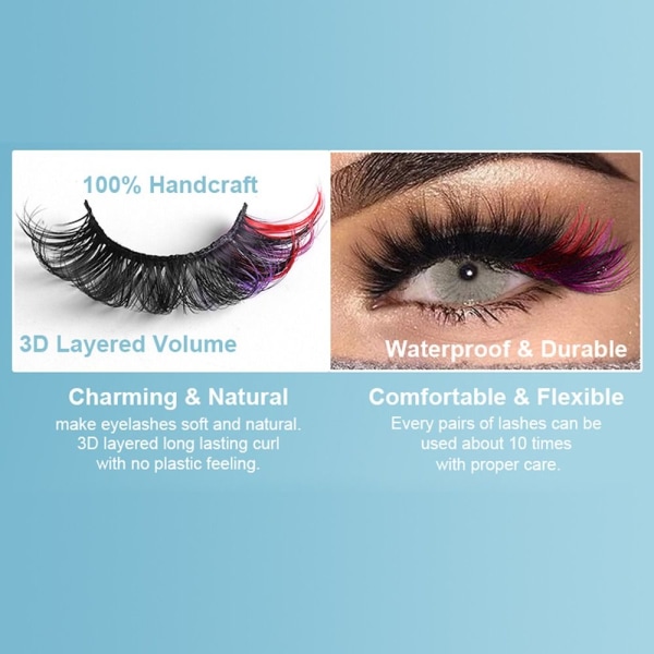 Colored Lashes Mink Lashes Luonnolliset tekoripset - spot-ale Color-Mix14