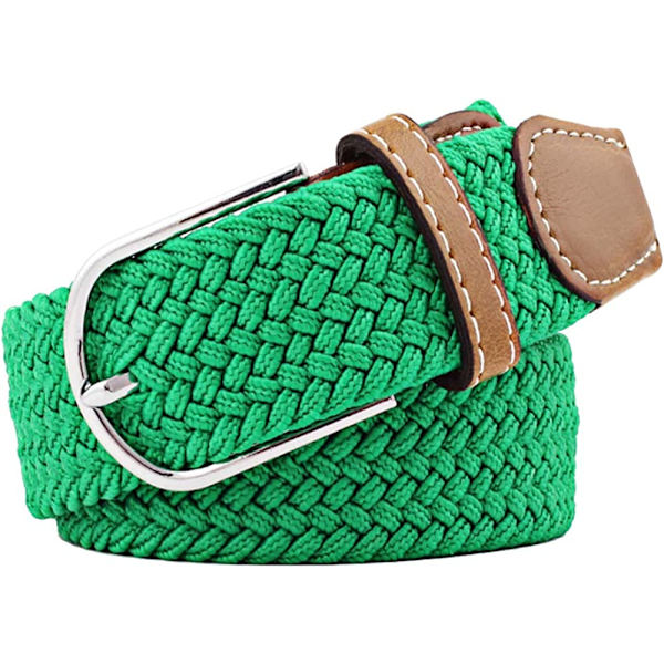 Flerfärgade elastiska vävda bälten Casual flätat stretchbälte - high quality Light Green