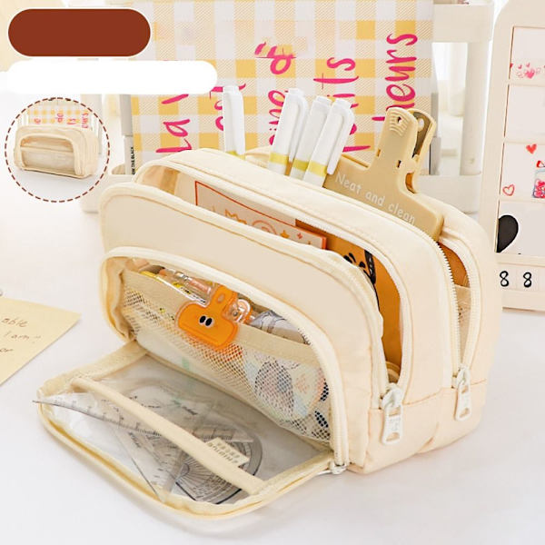 Transparent pennväska Brevpappersväska BEIGE - high quality beige