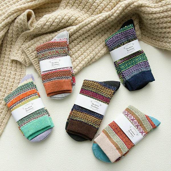 5 Prairs ullstrumpor Tjock Rich Hike Chunky Sock - spot försäljning