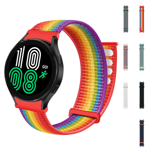 Nylon i nylon för Samsung Galaxy Watch 4 44 mm 40 mm remmar - on stock rainbow