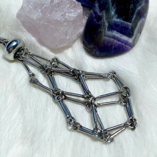 Crystal Holder Cage Necklace Crystal Net etal Necklace - on stock M