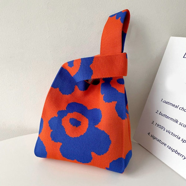 Stickad Handväska ORANGE&BLÅ - spot sales orange&blue