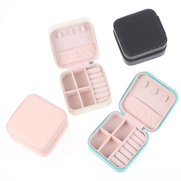 Smycken Organizer Display Smycken Case Bärbar Smyckeskrin Lea - high quality White