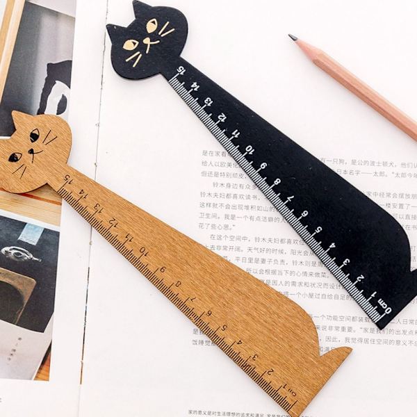 5ST Cat Shape Linjal Djur Rak Linjal SVART - high quality Black