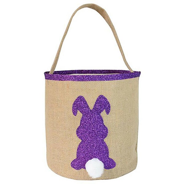 Lasten laukku Pääsiäiskori Painettu Canvas Lahja Carry Candy Bag - spot ale purple