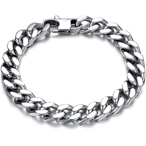 Fpeaob mäns armband i rostfritt stål Curb Chain Armband Silver - stock