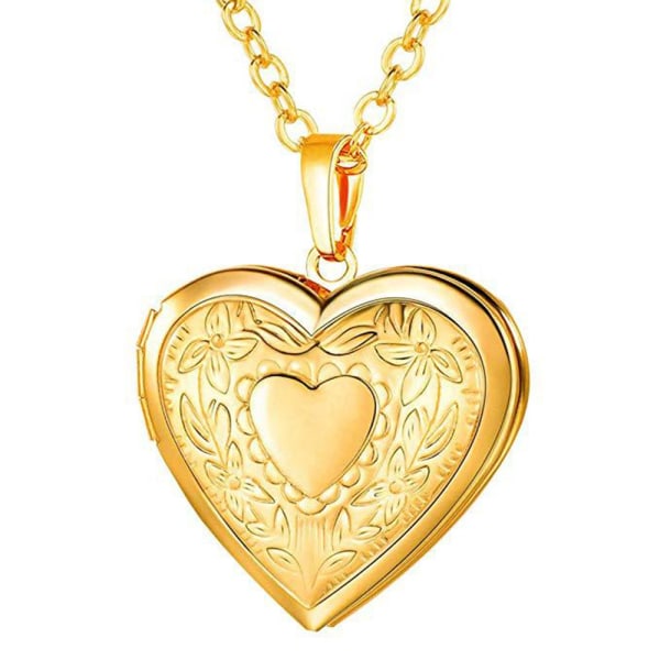 Love Heart Secret Message Locket Necklace Pendant - varastossa gold