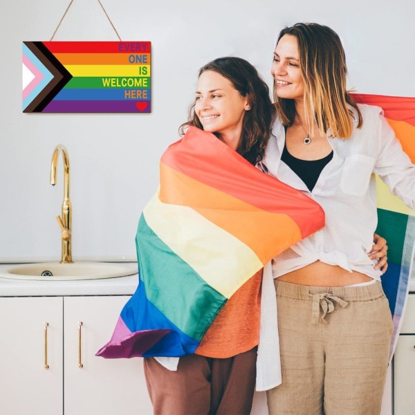 Rainbow Dörrskylt Alla är välkomna hit Skylt Väggkonst - on stock