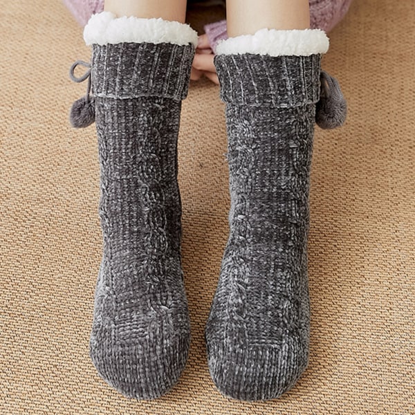 Dam Fuzzy Socks Mjuk vinterstrumpa Stuffs Julstrumpor - on stock Dark gray