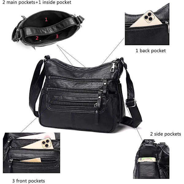 Naisten pieni Messenger Bag Pu Nahkainen Olkalompakko Kukkaro - spot-ale