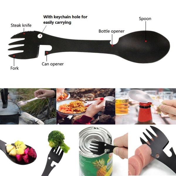 Rostfritt stål multifunktionell kniv och gaffel picknicksked 5 tum - spot sales