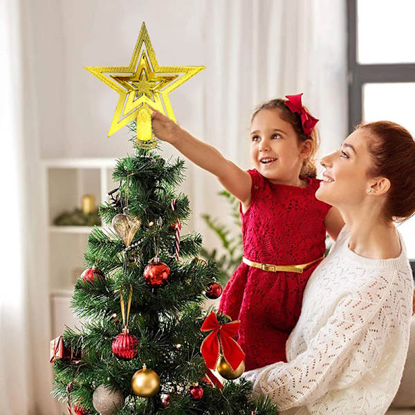 Glitter Christmas Tree Top Star Joulukoristeet Home Chri - varastossa Silver 14cm
