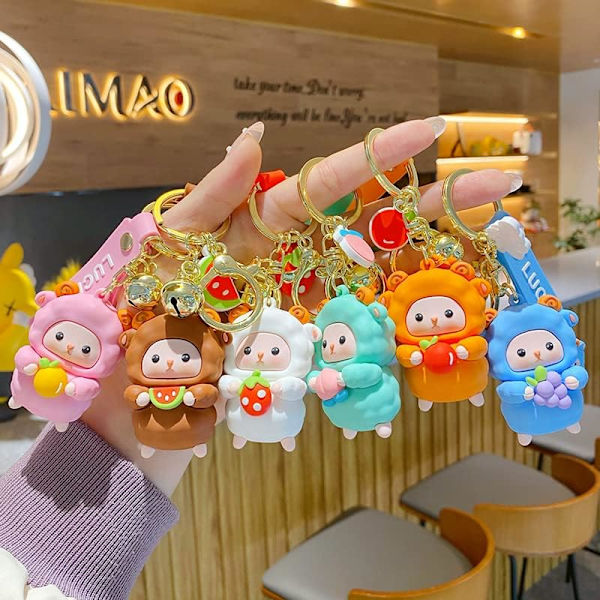 Söt Nyckelring Julklapp - Nyår Kawaii Lamm Nyckelringar Pojke Tjej Väska Ryggsäck Berlocker Kvinnor Män Bilnyckelring - on stock