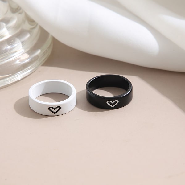 Couple Rings Combination Black White Love - spot-ale