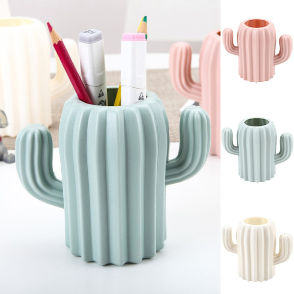 Cactus Pen holder Desktop Organizer School Office Kynäteline - varastossa white