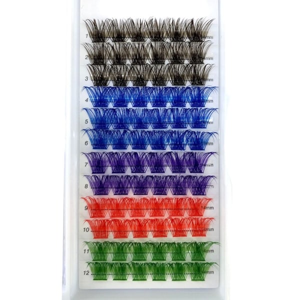 72 klusteria yksittäisiä ripsiä Colorful 10MM - varastossa 10mm