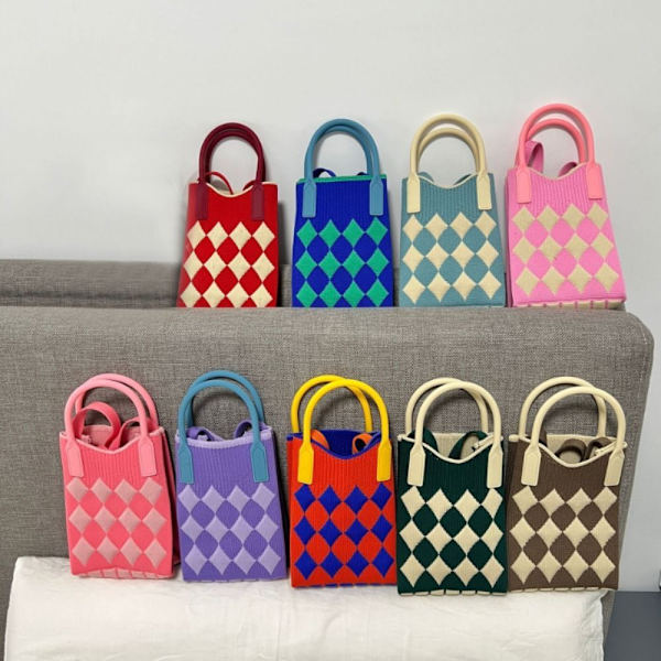 Kedjeaxel Crossbody-väska Stickad handväska för kvinnor BLÅ - spot försäljning blue