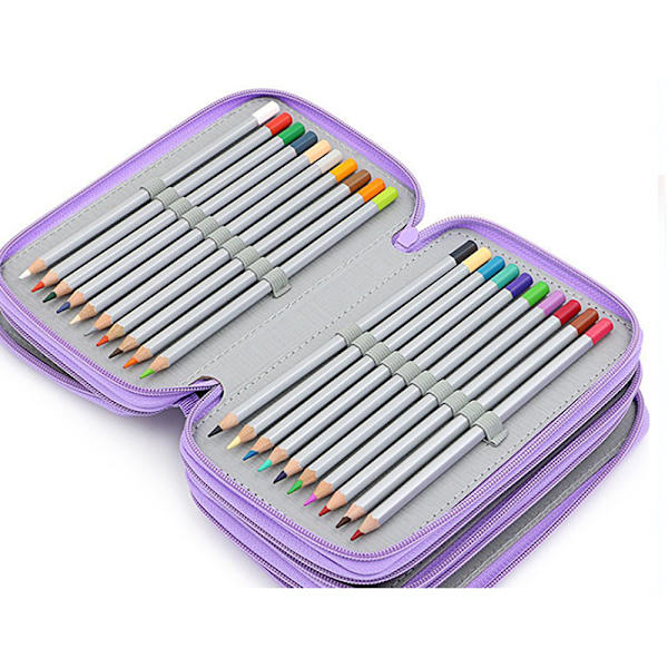 72-fack case för färgpenna Makeup Brush kosmetiska borstar - stock Lila utan penna 12.5x19.5x9cm