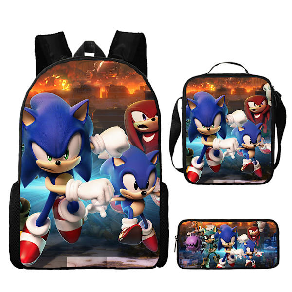 Sonic skolväska för barn, matkasse, pennväska set om tre - on stock 32
