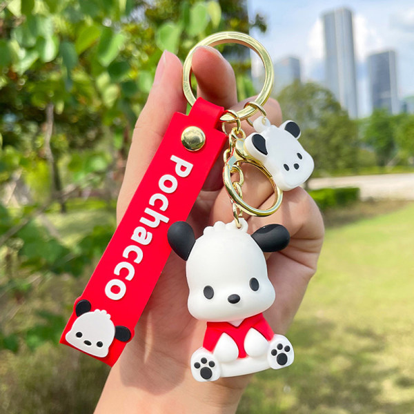 Kawaii Sanrio Keychain e Cartoon Pochacco Doll Pendant Car Key -avain - varastossa Red