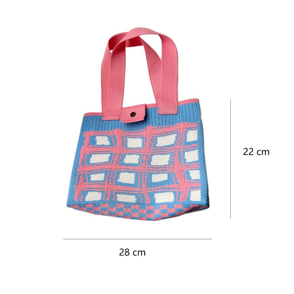 Stickad Handväska Tygväska ROSA - high quality pink