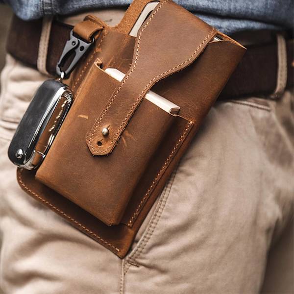 1/2/3 läder telefon hölster bältesväska Snygg midjeväska ficka - on stock Brown 1 Pc