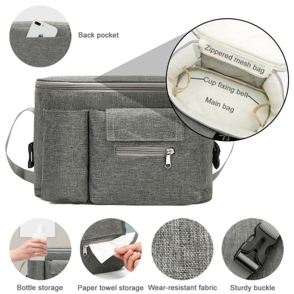 Baby Förvaringsväska Organizer Mummy Mugghållare BLÅ - stock blue