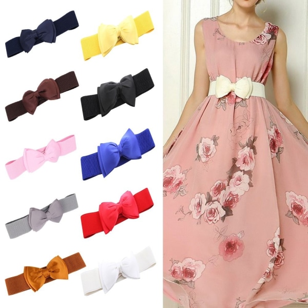 Brett resårbälte Bowknot chiffong midjeband ROSA - on stock pink